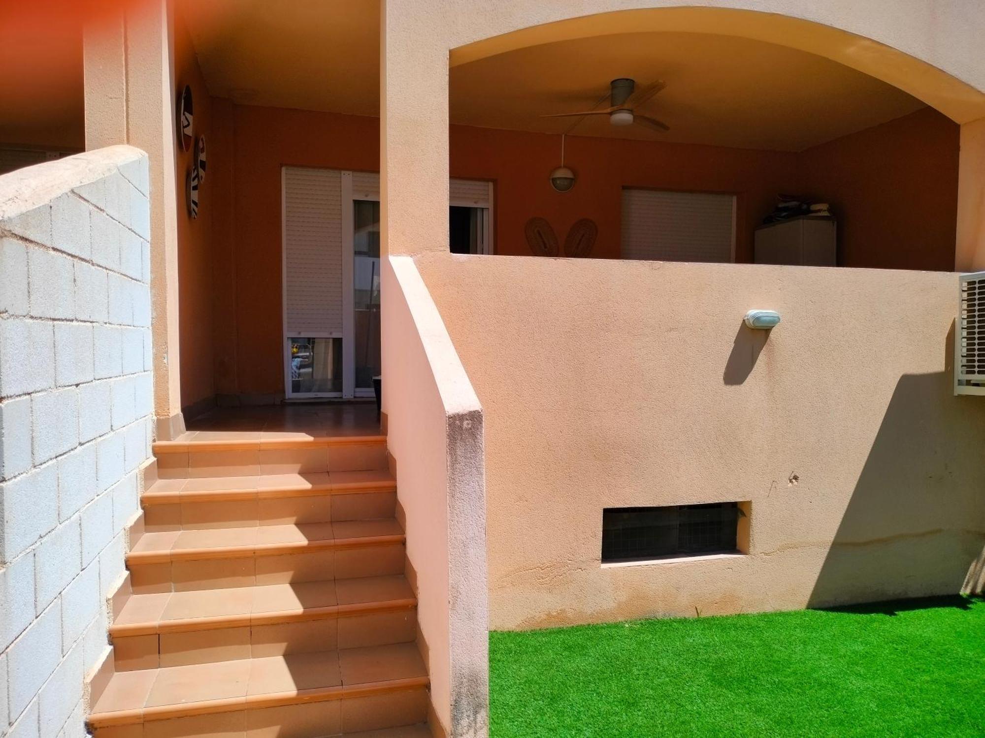 Bajo Con Jardin A Pie De Playa Y Piscina Comunitaria Con Jacuzzi Appartement Playas de Vera Buitenkant foto
